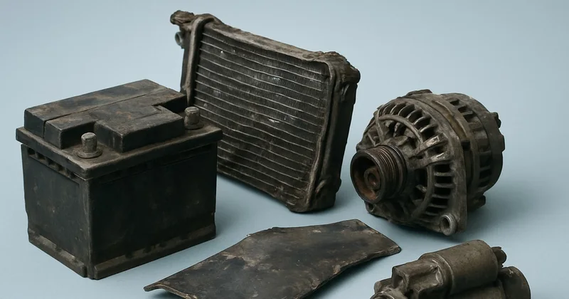 ضایعات خودرو؛ باتری، رادیاتور، دینام، استارت و بدنه رنگی