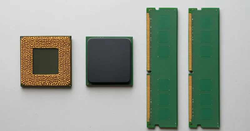 CPU سرامیکی با پین های طلایی و مدول رم با انگشتی طلایی